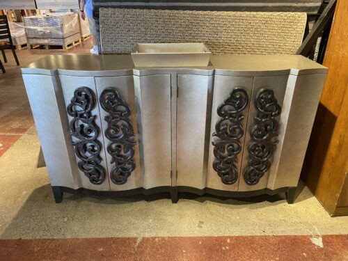COAST TO COAST Antiqued Silver 4-Door Bar Cabinet