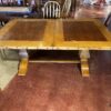 Trestle Base Dining Table with Nailhead Stud Details