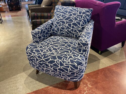 LA-Z-BOY Blue and White Geometric Pattern Chair