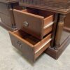Set of 2 Dark Stain Wood Nightstand with Carved Detail