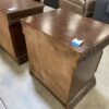 Set of 2 Dark Stain Wood Nightstand with Carved Detail