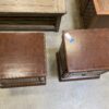 Set of 2 Dark Stain Wood Nightstand with Carved Detail