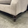 Light Grey/Beige upholstered Sofa with Colonial Style Wood Legs