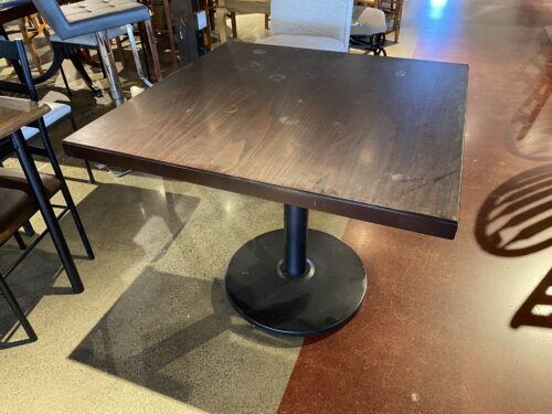 36" Square Table with Metal Pedestal Base