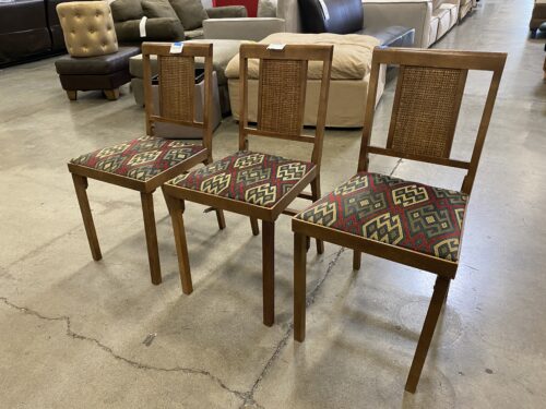 LEG-O-MATIC Vintage Set of 3 Folding Wood Chairs