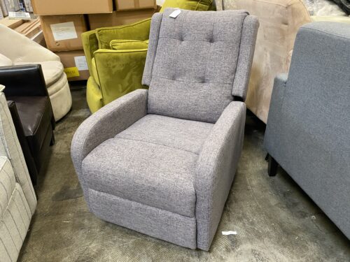 Light Grey Upholstered Narrow Power Recliner