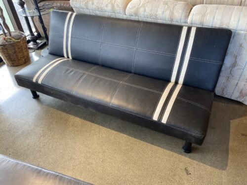 Black Futon with White Stripe Accents
