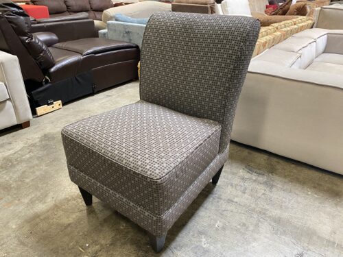 Brown Geometric Pattern Armless Accent Chair