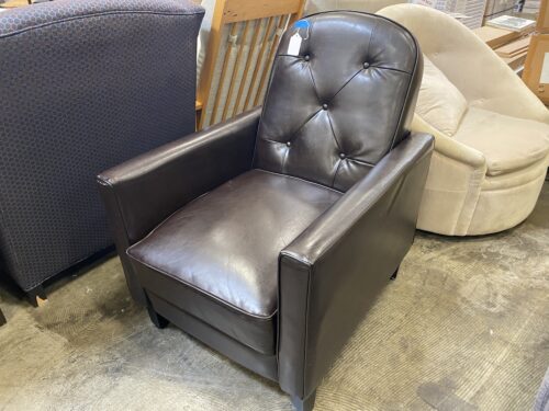 Brown Leather Tufted Armchair