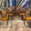 Cane and Oak Bentwood Chair on Caster Wheels (Set of 6)