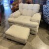 Low Set Striped Pattern Chair with Matching Ottoman