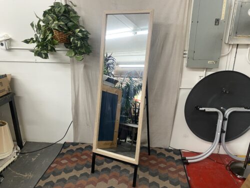Weathered Grey Wooden Standing Mirror