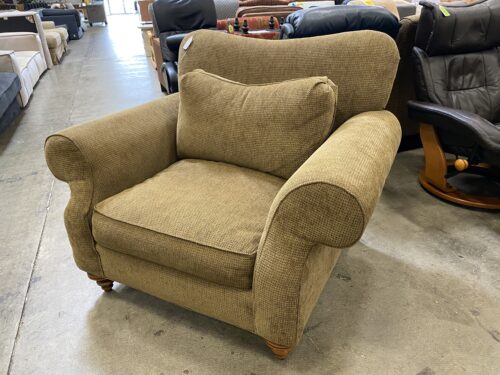Brown Upholstered Wide & Long Wavy Armchair
