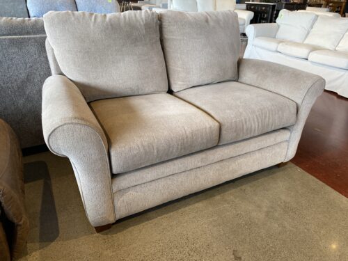 62" Taupe Loveseat with Rolled Arms