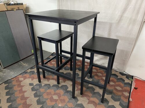 Small Black Dining Set w/ 2 Stools