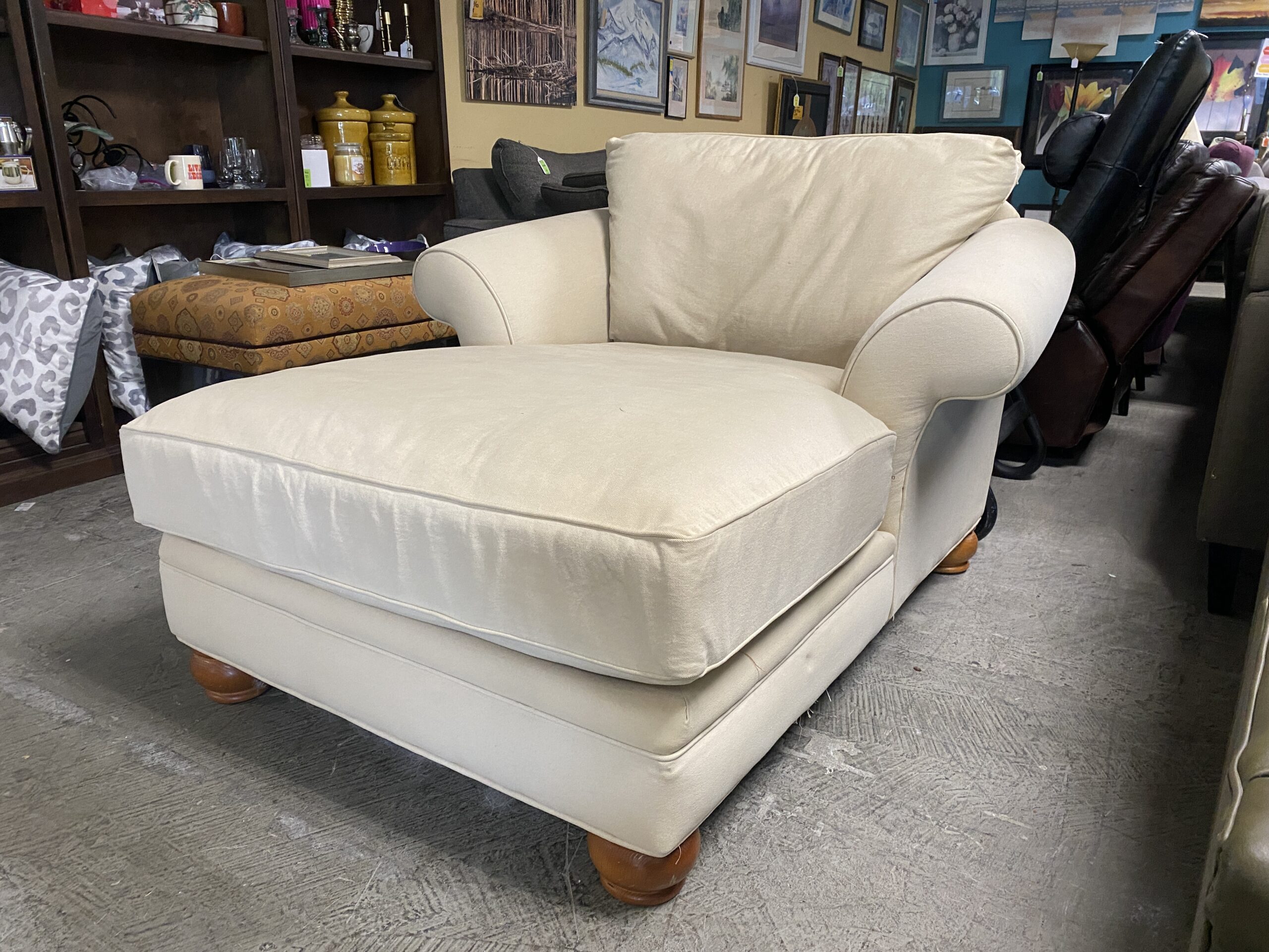 Tan Canvas Chaise Lounge