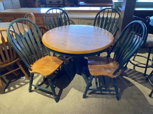 Two Tone Dining Set in Green and Natural