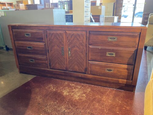 Campaign Style Nine Drawer Lowboy Dresser