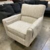 LA-Z-BOY Beige Tweed Swivel Armchair with Wood Legs