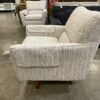 LA-Z-BOY Beige Tweed Swivel Armchair with Wood Legs