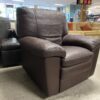 NATUZZI Brown Leather Swivel Reclining Chair