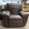 NATUZZI Brown Leather Swivel Reclining Chair