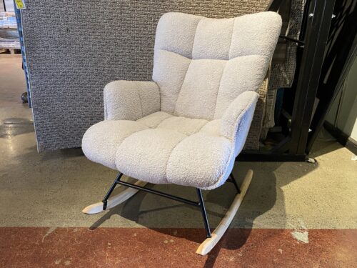 Modern Grey Teddy Upholstered Rocking Chair