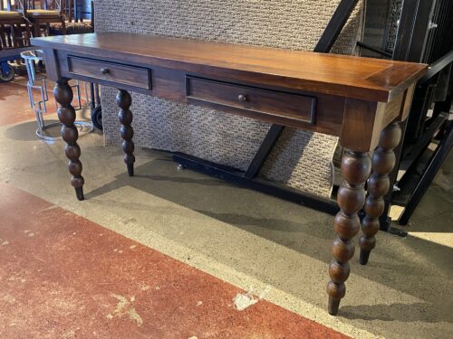 Dark Roast Spindle Leg 2-Drawer Sofa Table