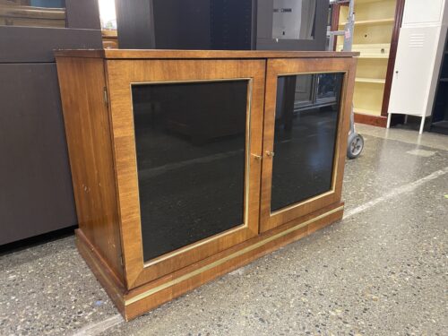 Solid Wood Glass Door Entertainment Cabinet