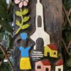 Church on the Hill Carved Folk Art Plank