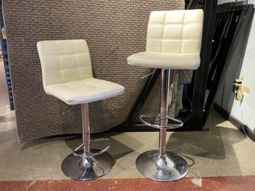 Adjustable White Barstool Set