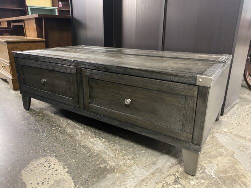 Two Drawer Coffee Table w/ Lift Top in Dark Grey