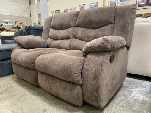 Brown Upholstered Manual Reclining Loveseat