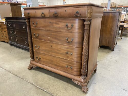 Vintage Ornate Carved Solid Wood Tallboy Dresser