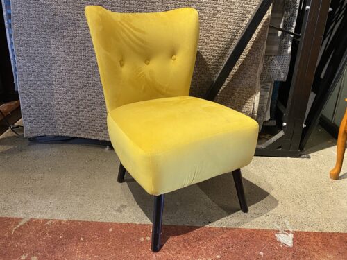 Velvety Mustard Yellow Button-Back Chair