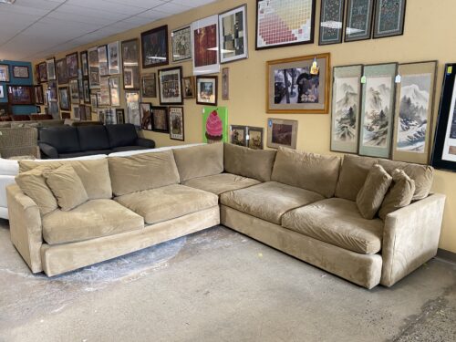 CRATE AND BARREL Velvet Tan L-Shape Sectional