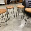 CRATE & BARREL Set of 4 Rustic Live Edge Counter Stools