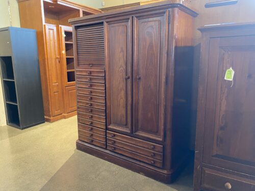 STANLEY Solid Wood Chest of Drawers w/ Tambour Door Storage