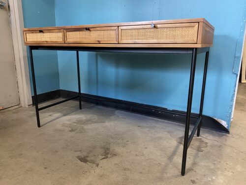 WORLD MARKET 3-Drawer Wood & Wicker Desk