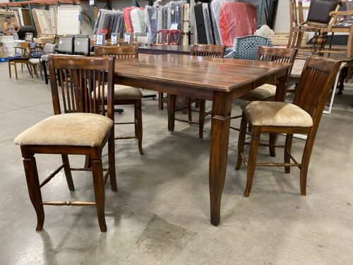 Rustic Dining Set w/ Built in Leaf & 5 Chairs