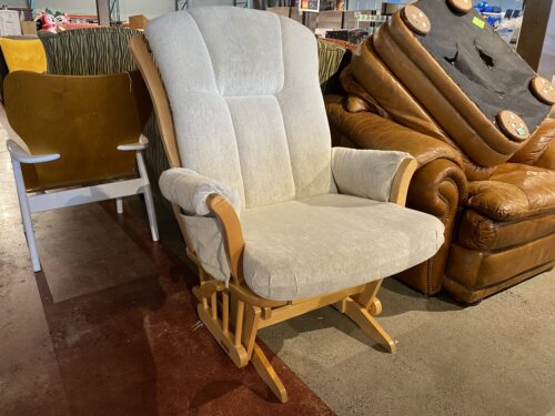 DUTALIER Wood Frame Glide Rocker w/ Cream Cushions