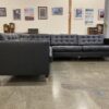 IKEA Morabo Black Tufted Faux Leather L-Shaped Sectional