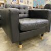 IKEA Morabo Black Tufted Leather Armchair