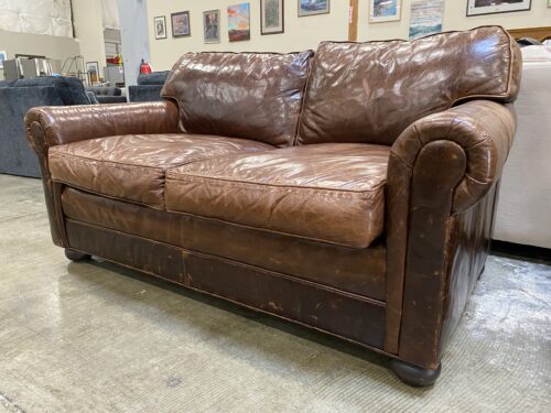 Classic Brown Leather Loveseat