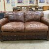 Classic Brown Leather Loveseat