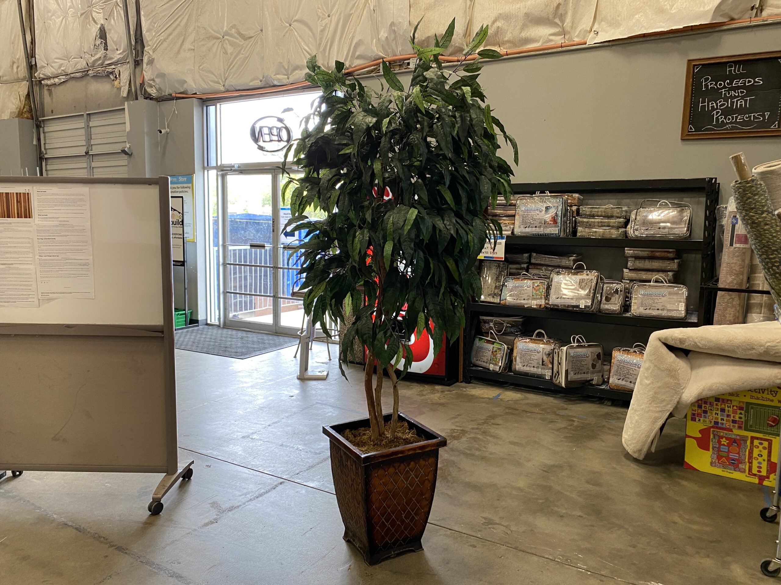 Large Faux Plant w/ Fish Scale Pot