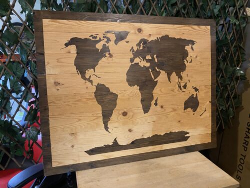 World Map Wood Stained Wall Art