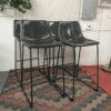 LUMISOURCE Black Faux Leather Barstools (Set of 4)