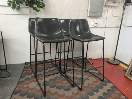 LUMISOURCE Black Faux Leather Barstools (Set of 4)