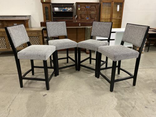 Black & White Zigzag Patterned Counter Stools (Set of 4)